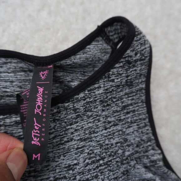 Betsey Johnson Performance Sports Bra Top Size M Gray Padded Gym Workout Fitness - Picture 5 of 5